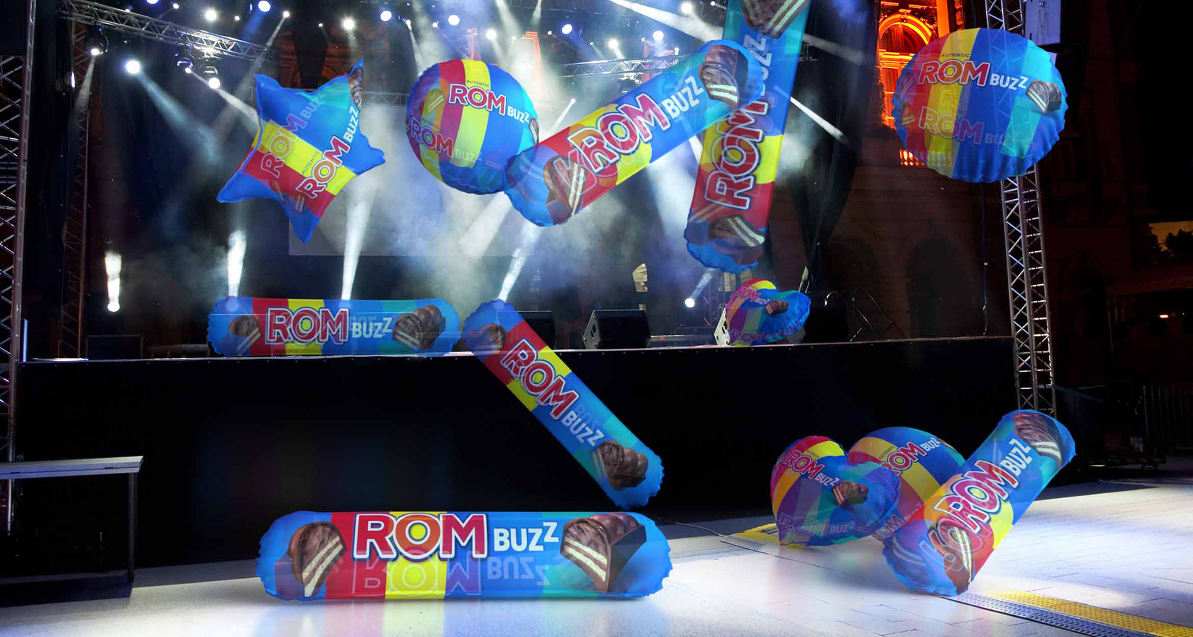 ROM Buzz candy bar themed concert stage
