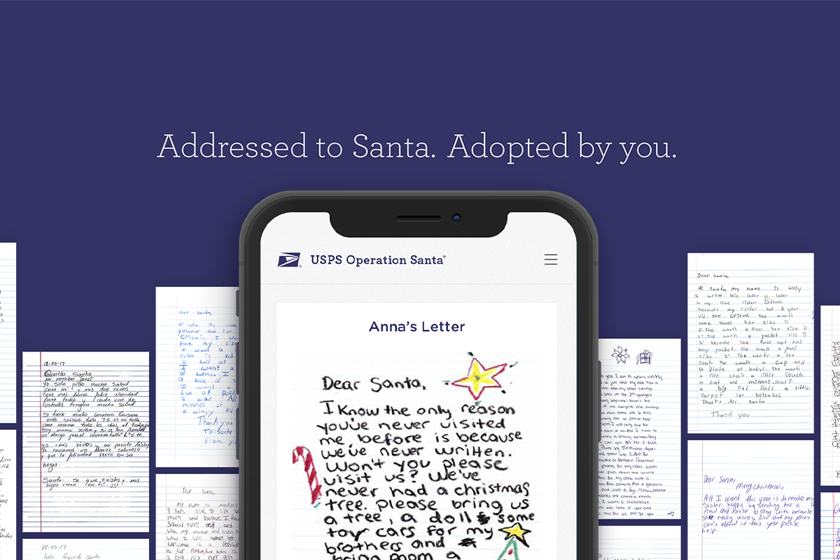 Addressed to Santa, Adopted by you: USPS Operation Santa 