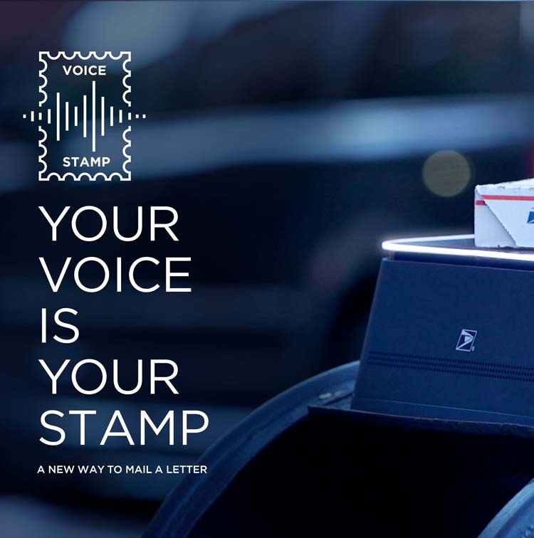 Your Voice is Your Stamp: Blue mailbox with Voice Stamp Service