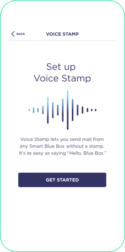 Voice Stamp smartphone app screenshot: Set Up